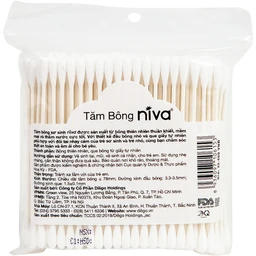 Tăm bông thân giấy Niva Baby BZP1 2 đầu tròn túi Zip vệ sinh tai, mũi, vệ sinh cá nhân cho trẻ em (200 que)
