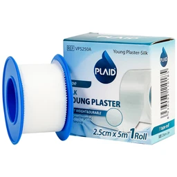 Băng cuộn lụa Plaid Young Plaster-Silk 2.5cmx5m giúp cố định băng gạc và dụng cụ y tế Young Chemical
