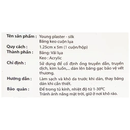 Băng cuộn lụa Plaid Young Plaster-Silk 1.25cmx5m giúp cố định băng gạc và dụng cụ y tế Young Chemical