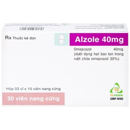 Thuốc Alzole 40mg TV.Pharm điều trị viêm thực quản, viêm loét dạ dày, tá tràng (3 vỉ x 10 viên)