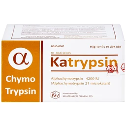 Viên nén Katrypsin 4200IU Khapharco điều trị phù nề sau chấn thương, phẫu thuật, bỏng (10 vỉ x 10 viên)