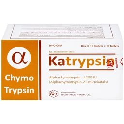 Viên nén Katrypsin 4200IU Khapharco điều trị phù nề sau chấn thương, phẫu thuật, bỏng (10 vỉ x 10 viên)