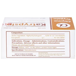 Viên nén Katrypsin 4200IU Khapharco điều trị phù nề sau chấn thương, phẫu thuật, bỏng (10 vỉ x 10 viên) 7