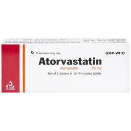 Thuốc Atorvastatin 20mg TV.Pharm điều trị tăng cholesterol máu, dự phòng tiên phát biến cố mạch vành (3 vỉ x 10 viên)