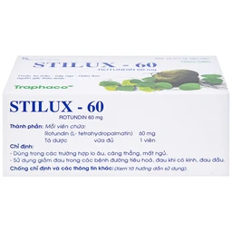 Thuốc Stilux-60 Traphaco dùng lo âu, căng thẳng, mất ngủ (10 vỉ x 10 viên) 