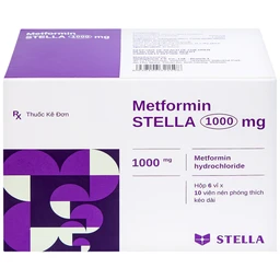 Thuốc Metformin Stella 1000mg điều trị đái tháo đường típ 2 (6 vỉ x 10 viên)