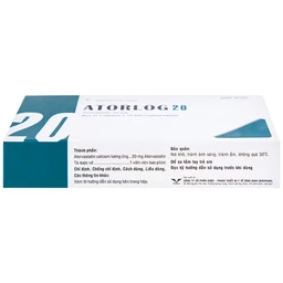 Thuốc Atorlog 20mg Bidiphar điều trị tăng cholesterol toàn phần và LDL-cholesterol (3 vỉ x 10 viên)