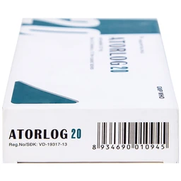 Thuốc Atorlog 20mg Bidiphar điều trị tăng cholesterol toàn phần và LDL-cholesterol (3 vỉ x 10 viên)