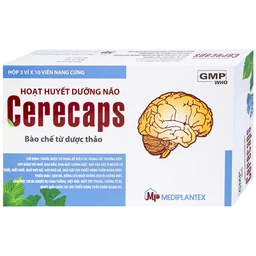Hoạt huyết dưỡng não Cerecaps Mediplantex điều trị suy giảm trí nhớ, đau đầu (3 vỉ x 10 viên)