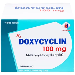Thuốc Doxycyclin 100mg Domesco điều trị nhiễm khuẩn (10 vỉ x 10 viên)