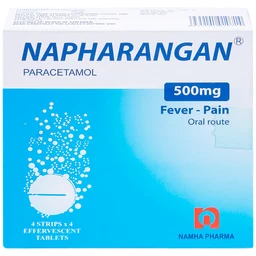 Viên sủi Napharangan 500mg Nam Hà hạ nhiệt, giảm đau, điều trị sốt từ nhẹ đến vừa (4 vỉ x 4 viên) 