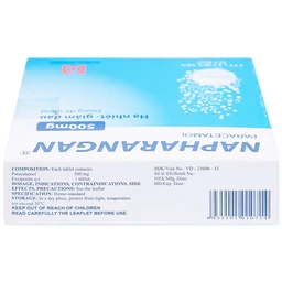 Viên sủi Napharangan 500mg Nam Hà hạ nhiệt, giảm đau, điều trị sốt từ nhẹ đến vừa (4 vỉ x 4 viên) 