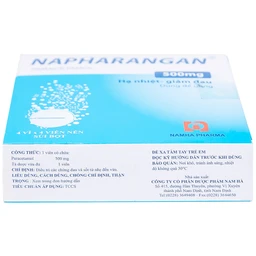 Viên sủi Napharangan 500mg Nam Hà hạ nhiệt, giảm đau, điều trị sốt từ nhẹ đến vừa (4 vỉ x 4 viên) 