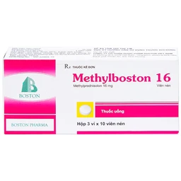 Thuốc Methylboston 16 Boston kháng viêm, điều trị suy tuyến thượng thận, viêm khớp, lupus ban đỏ (3 vỉ x 10 viên)
