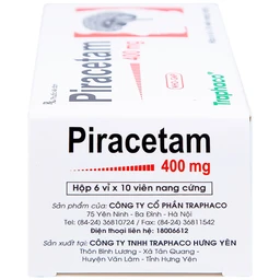 Viên nang cứng Piracetam 400mg Traphaco điều trị triệu chứng chóng mặt, suy giảm trí nhớ (6 vỉ x 10 viên) 