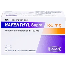 Thuốc Hafenthyl Supra 160mg Hasan điều trị tăng triglycerid máu (3 vỉ x 10 viên)