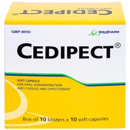 Thuốc Cedipect Imexpharm điều trị ho, long đờm (10 vỉ x 10 viên)