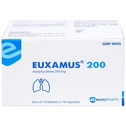 Thuốc Euxamus 200mg Euvipharm tiêu chất nhầy trong bệnh nhầy nhớt (10 vỉ x 10 viên)