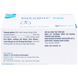 Thuốc Euxamus 200mg Euvipharm tiêu chất nhầy trong bệnh nhầy nhớt (10 vỉ x 10 viên)