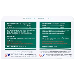 Thuốc Cefdinir 300 - HV USP điều trị nhiễm khuẩn (2 vỉ x 10 viên)