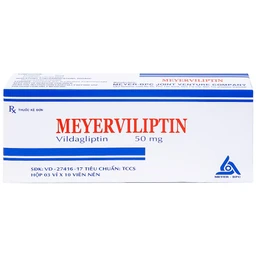 Viên nén Meyerviliptin 50mg Meyer-BPC hỗ trợ chế độ ăn kiêng, kiếm soát đường huyết (3 vỉ x 10 viên)