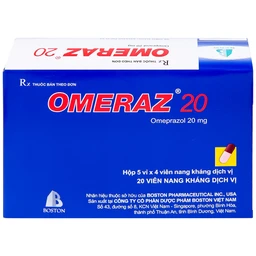 Viên nang Omeraz 20 Boston điều trị và dự phòng tái phát loét dạ dày, tá tràng (5 vỉ x 4 viên) 