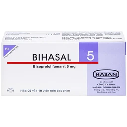 Thuốc Bihasal 5mg Hasan điều trị tăng huyết áp, đau thắt ngực, suy tim mạn tính ổn định (5 vỉ x 10 viên)
