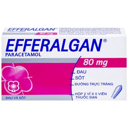 Thuốc đạn Efferalgan 80mg UPSA SAS giảm đau, hạ sốt (2 vỉ x 5 viên)