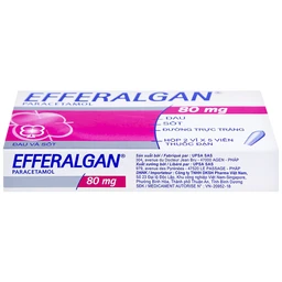 Thuốc đạn Efferalgan 80mg UPSA SAS giảm đau, hạ sốt (2 vỉ x 5 viên)
