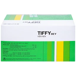 Thuốc Tiffy Dey Thai Nakorn Patana điều trị nghẹt mũi, sổ mũi (25 vỉ x 4 viên)