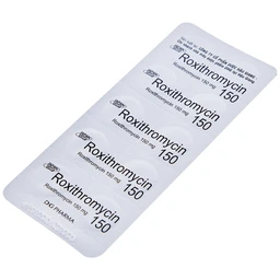 Thuốc Roxithromycin 150 DHG điều trị các loại nhiễm khuẩn, bệnh bạch hầu, ho gà (3 vỉ x 10 viên)