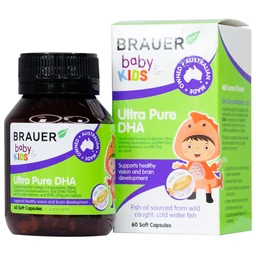 Viên hỗ trợ phát triển não bộ sức khỏe cho mắt Brauer Baby & Kids Ultra Pure DHA (60 viên)