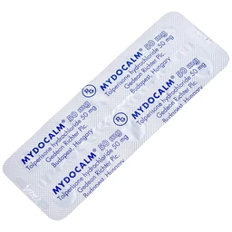 Viên nén Mydocalm 50mg Gedeon điều trị triệu chứng co cứng cơ sau đột quỵ (3 vỉ x 10 viên)