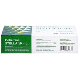 Thuốc Cetirizine Stella 10mg giảm viêm mũi dị ứng, mày đay (5 vỉ x 10 viên)