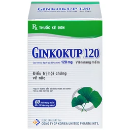 Thuốc Ginkokup 120 United điều trị bệnh sa sút trí tuệ, kể cả bệnh Alzheimer (6 vỉ x 10 viên)
