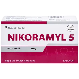 Viên nang cứng Nikoramyl 5 Hà Tây phòng và điều trị cơn đau thắt ngực (3 vỉ x 10 viên) 
