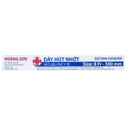Dây hút nhớt Hoàng Sơn size 8 FR-500mm dùng hút dịch đờm trong khoang mũi, miệng, họng