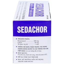 Thuốc Sedachor Haripharco hạ sốt, giảm đau, trị cảm cúm, nhức đầu (50 vỉ x 10 viên)