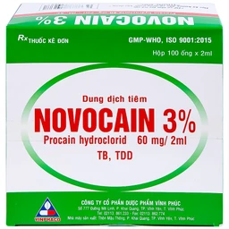 Dung dịch tiêm Novocain 3% Vinphaco gây tê tiêm thấm, gây tê vùng, gây tê tủy sống (100 ống x 2ml) 