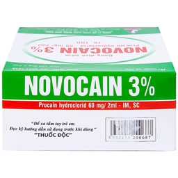 Dung dịch tiêm Novocain 3% Vinphaco gây tê tiêm thấm, gây tê vùng, gây tê tủy sống (100 ống x 2ml) 