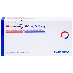 Thuốc Glucovance 500mg/2.5 mg Merck điều trị tiểu đường típ 2 (2 vỉ x 15 viên)
