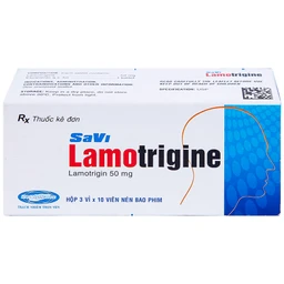Viên nén Lamotrigine 50mg SaVi điều trị động kinh (3 vỉ x 10 viên)