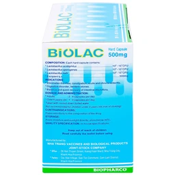 Men vi sinh sống Biolac Biopharco điều trị tiêu chảy, rối loạn tiêu hóa (10 vỉ x 10 viên)
