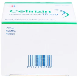Thuốc Cetirizin 10mg Domesco điều trị viêm mũi dị ứng, mày đay (10 vỉ x 10 viên)