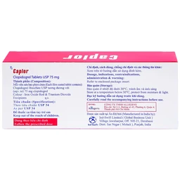 Thuốc Caplor 75mg INd-Swift giảm huyết khối tắc mạch (3 vỉ x 10 viên)