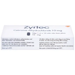 Thuốc Zyrtec GSK giảm viêm mũi dị ứng, mày đay tự phát, mạn tính (1 vỉ x 10 viên)