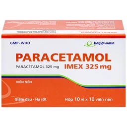 Viên nén Paracetamol Imex 325mg giảm nhức đầu, nhức răng, đau nhức bắp thịt (10 vỉ x 10 viên)