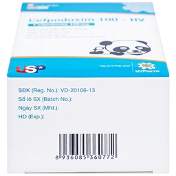 Bột pha hỗn dịch uống Cefpodoxim 100-HV USP điều trị nhiễm khuẩn (10 gói x 3g)