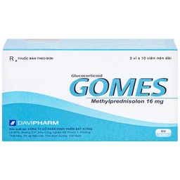 Thuốc Gomes 16mg Davipharm kháng viêm, điều trị viêm khớp dạng thấp, lupus ban đỏ hệ thống (3 vỉ x 10 viên)
