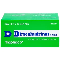 Thuốc Dimenhydrinat 50mg Traphaco chống nôn, chống say tàu xe (10 vỉ x 10 viên)